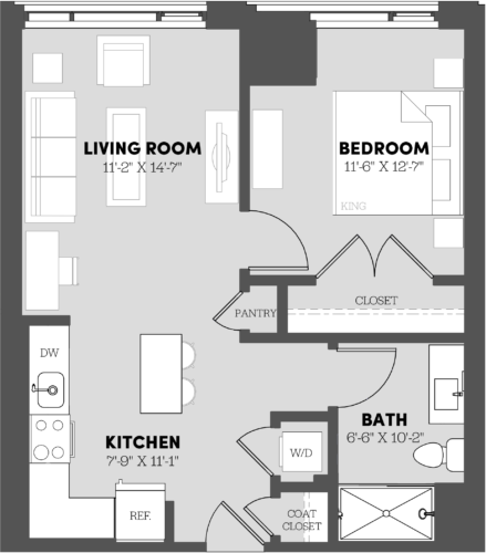a floor plan of a bedroom apartment